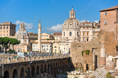 The Trajan Column, Forum, near Piazza Venice, Rome, Italy.