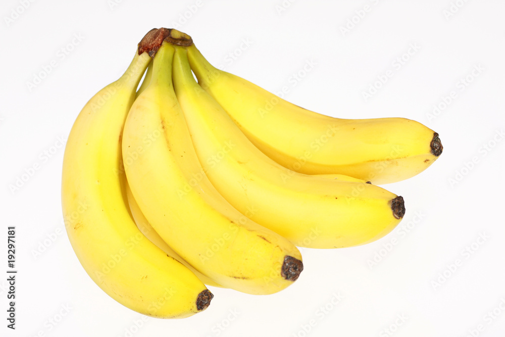 Yellow bananas isolated on white.
