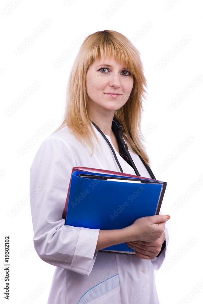 Happy young doctor, nurse or medical student. Happy young doctor, nurse or medical student.