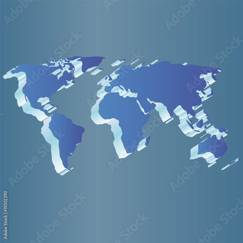 Isolated blue world map 3d