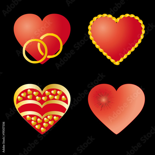 Set of 4 red hearts photo