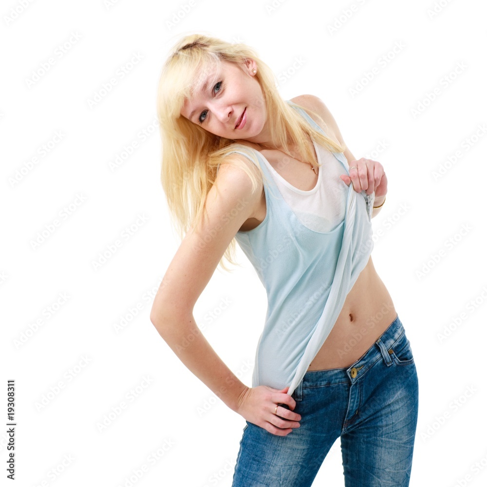 woman standing on a white background woman standing on a white background