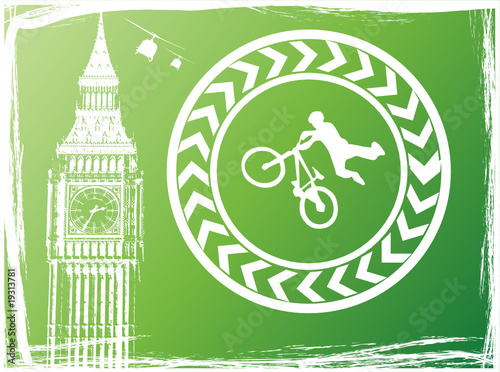 guy with bmx in london city green and white color