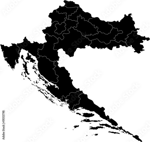 Canvas-taulu Black map of Croatia