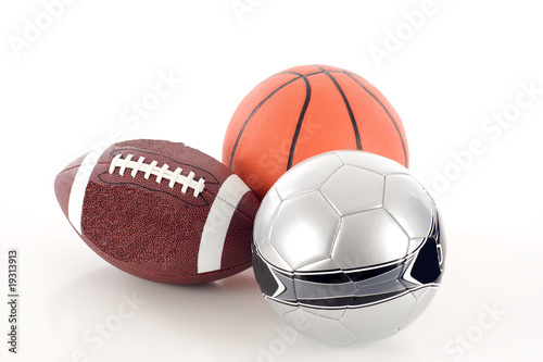 Football  Soccer Ball  and Basketball -  Isolated