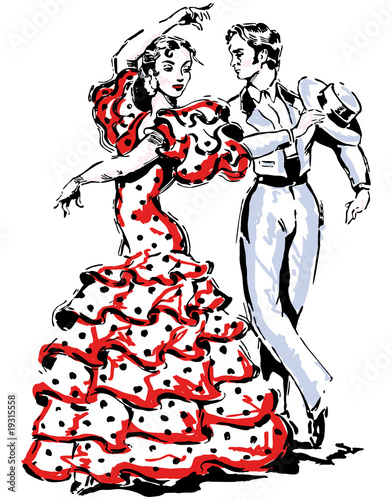 typical spanish flamenco vector illustration