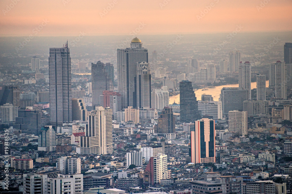 Bangkok Skyline at sunset, Thailand..
