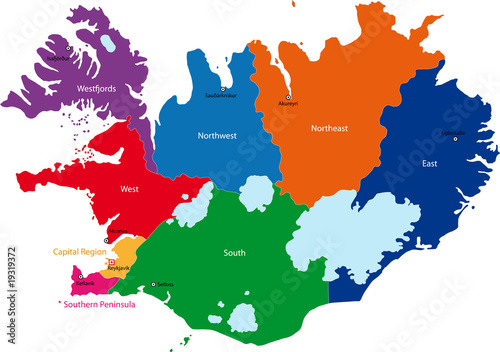 Map of administrative divisions of Republic of Iceland © Iryna Volina