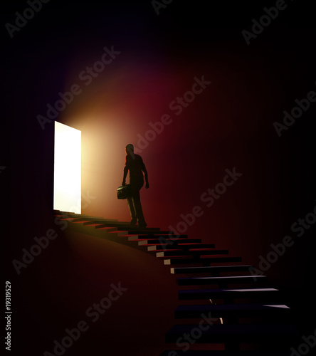Man goes to the light.