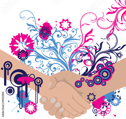 abstract floral handshake with place for your text