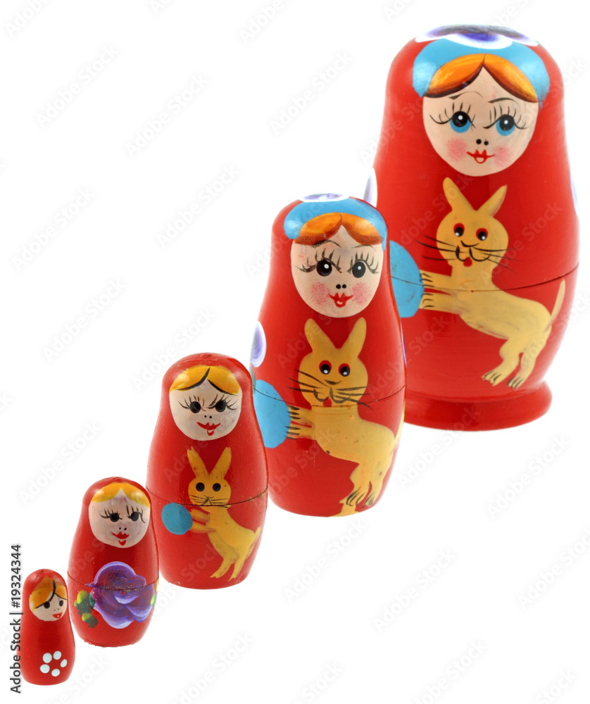 Obraz premium poupées russes babouchkas fond blanc