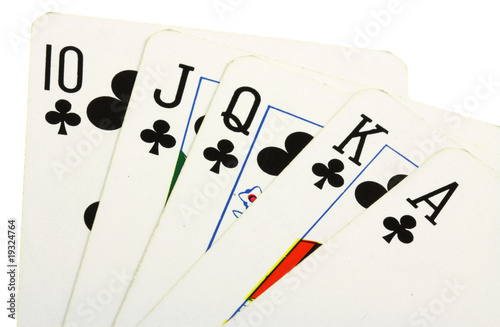 cartes poker quinte royale fond blanc photo