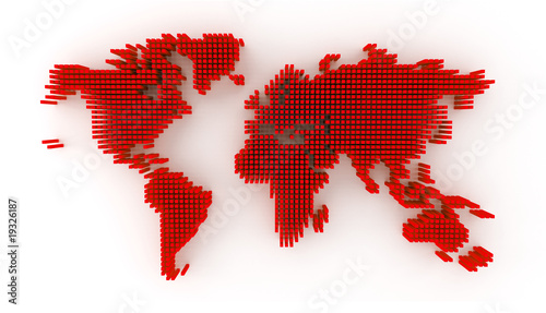 Naklejka world map in red