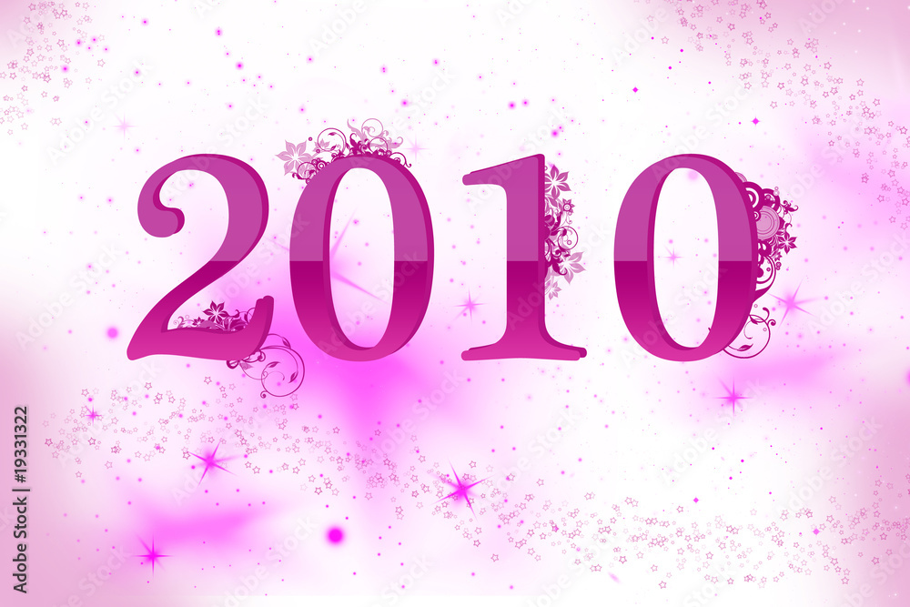 New year 2010 celebration with floral background New year 2010 celebration with floral background