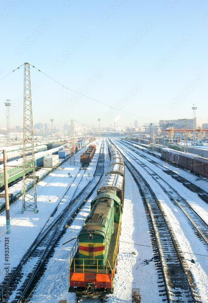 Fototapeta premium Winter frozen wagons under snow