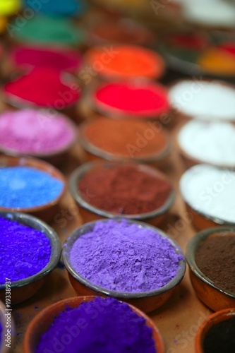 colorful powder pigments in rows #19338937
