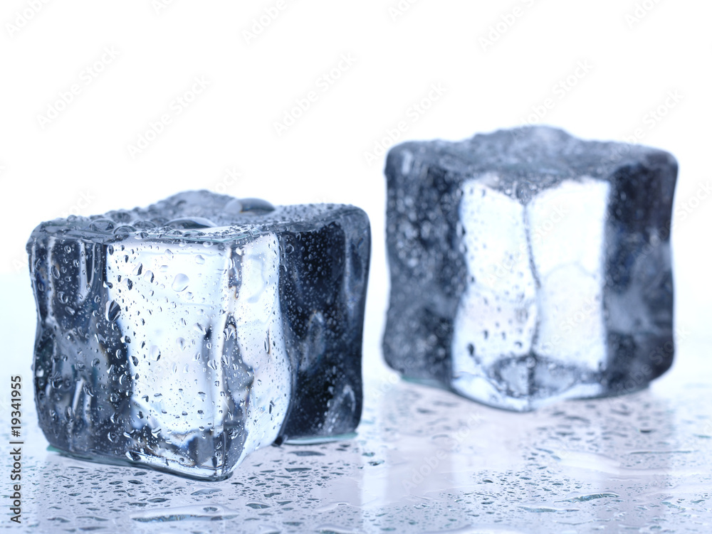 Ice cubes on the cool background. Abstract