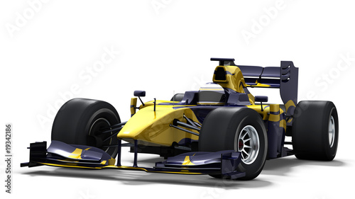race car on white - blue & yellow