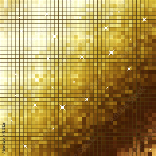 Golden like mosaic flickering square vector background