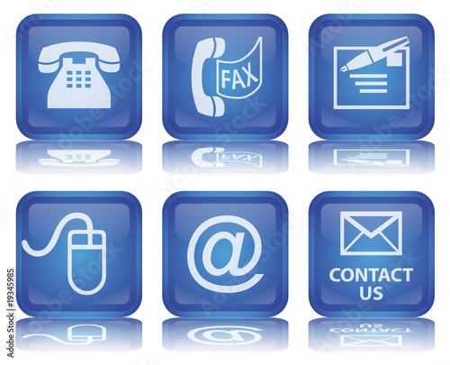 CONTACT Buttons (Details Service Square Blue Vector Reflection)