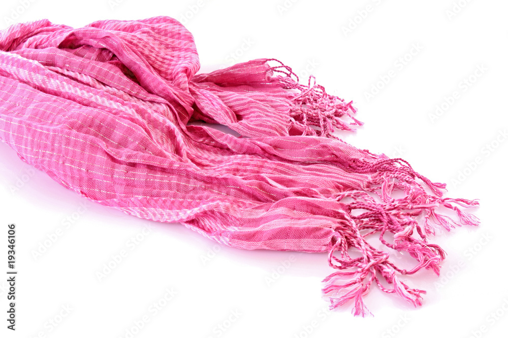 Fototapeta premium Pink female scarf isolated on white background