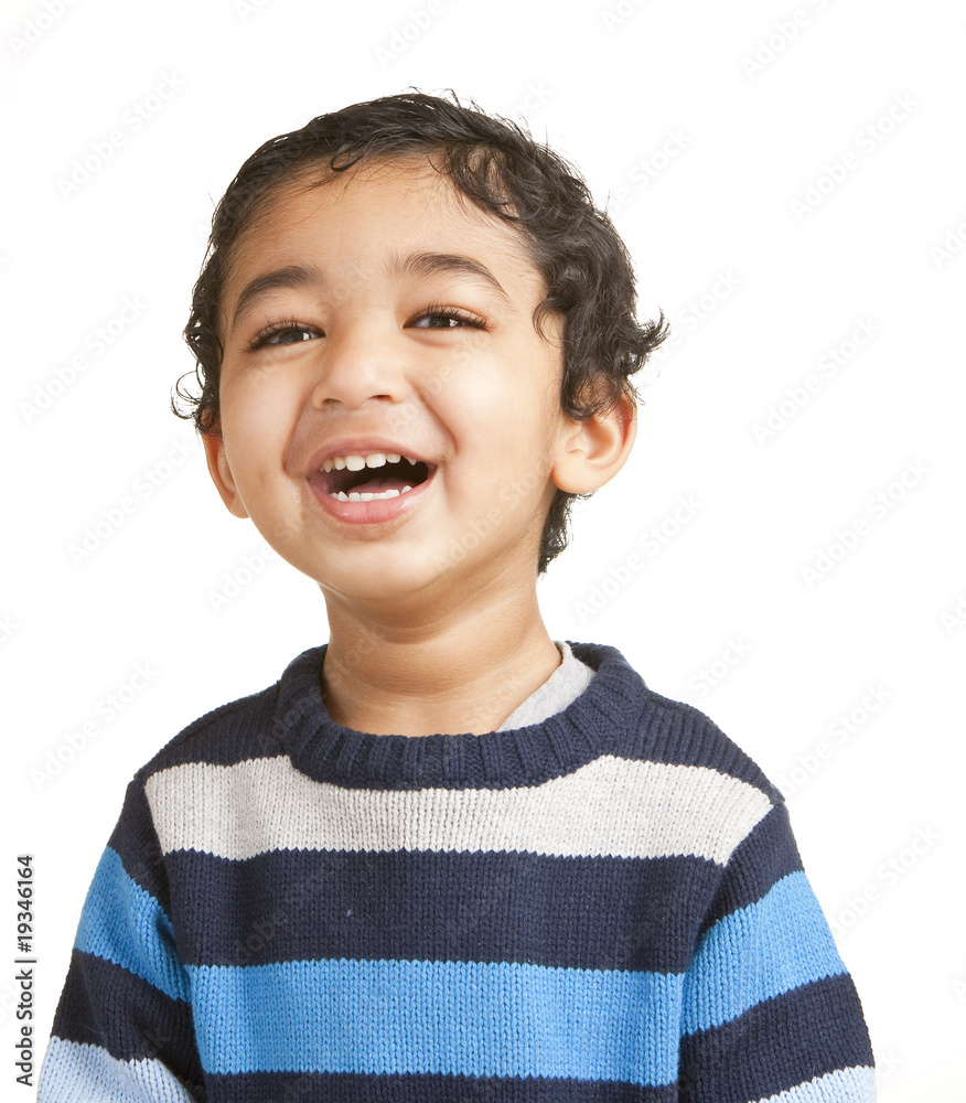 Portrait of a Smiling Toddler Isolated on White Portrait of a Smiling Toddler Isolated on White
