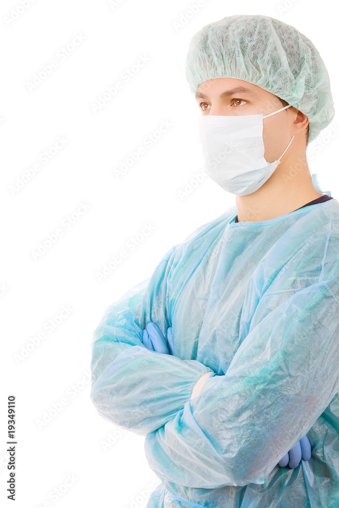 Portrait of a successful young doctor, isolated on white backgro Portrait of a successful young doctor, isolated on white backgro