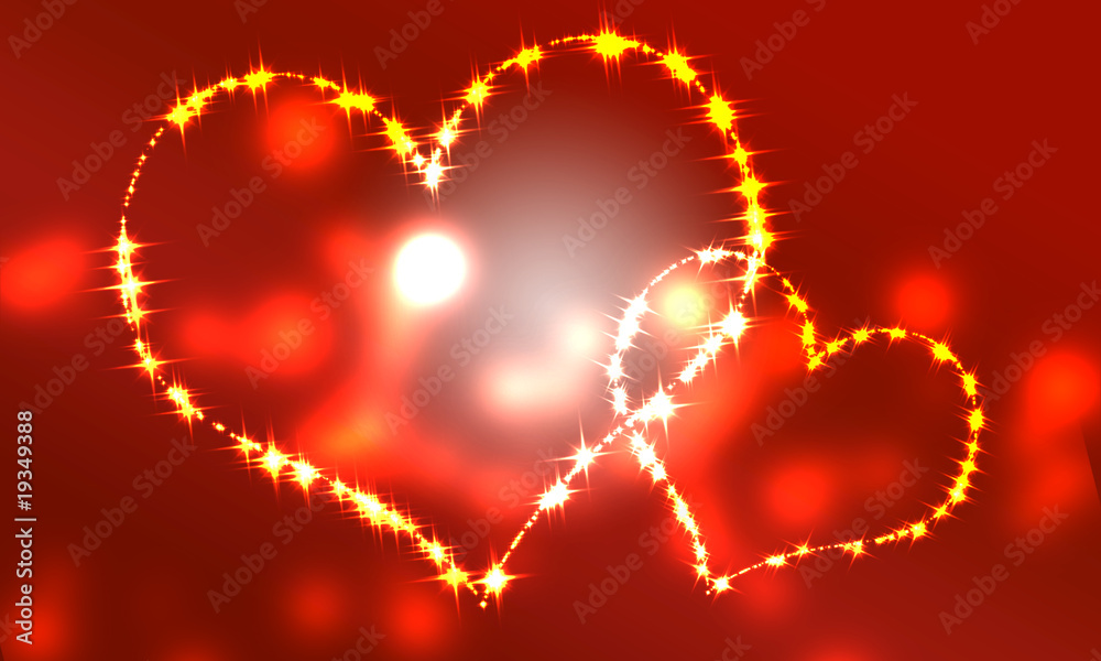 溢れ出す光のハート大小ペア赤色背景stock Illustration Adobe Stock