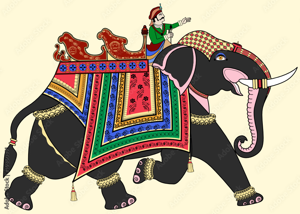 Decorated Indian elephant vector de Stock | Adobe Stock