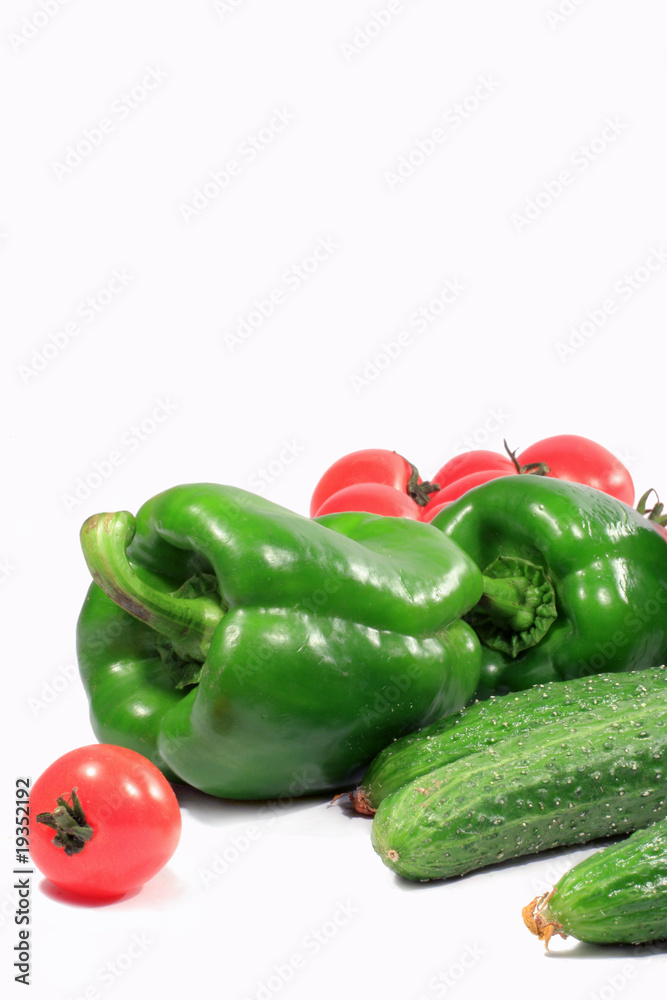 Fresh vegetables,Green pepper, cucumber, tomato Fresh vegetables,Green pepper, cucumber, tomato