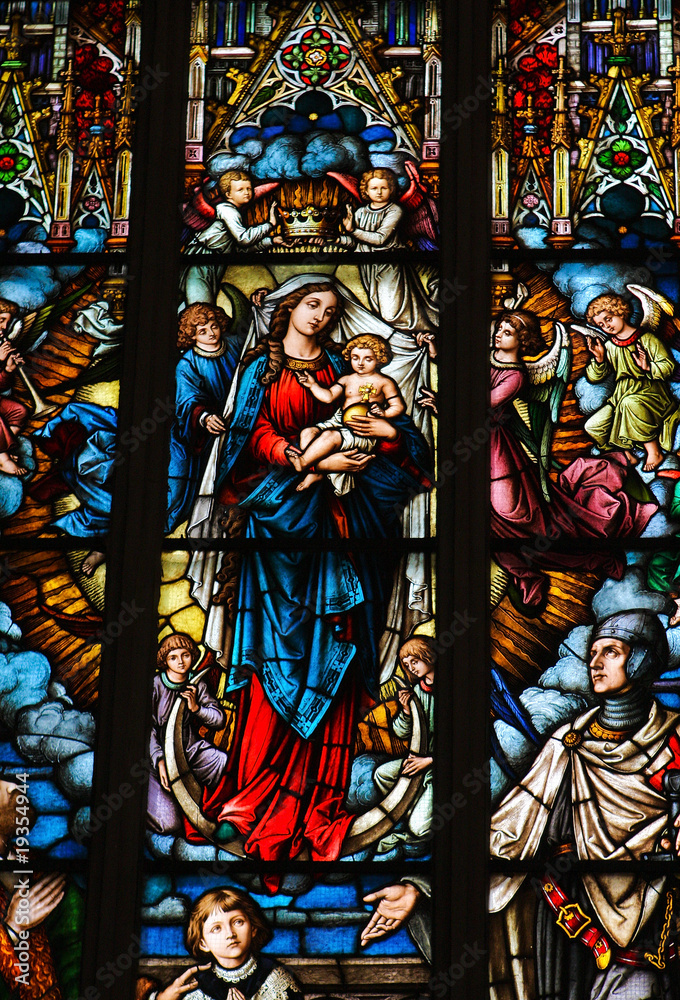 Mother Mary and Child - Church window