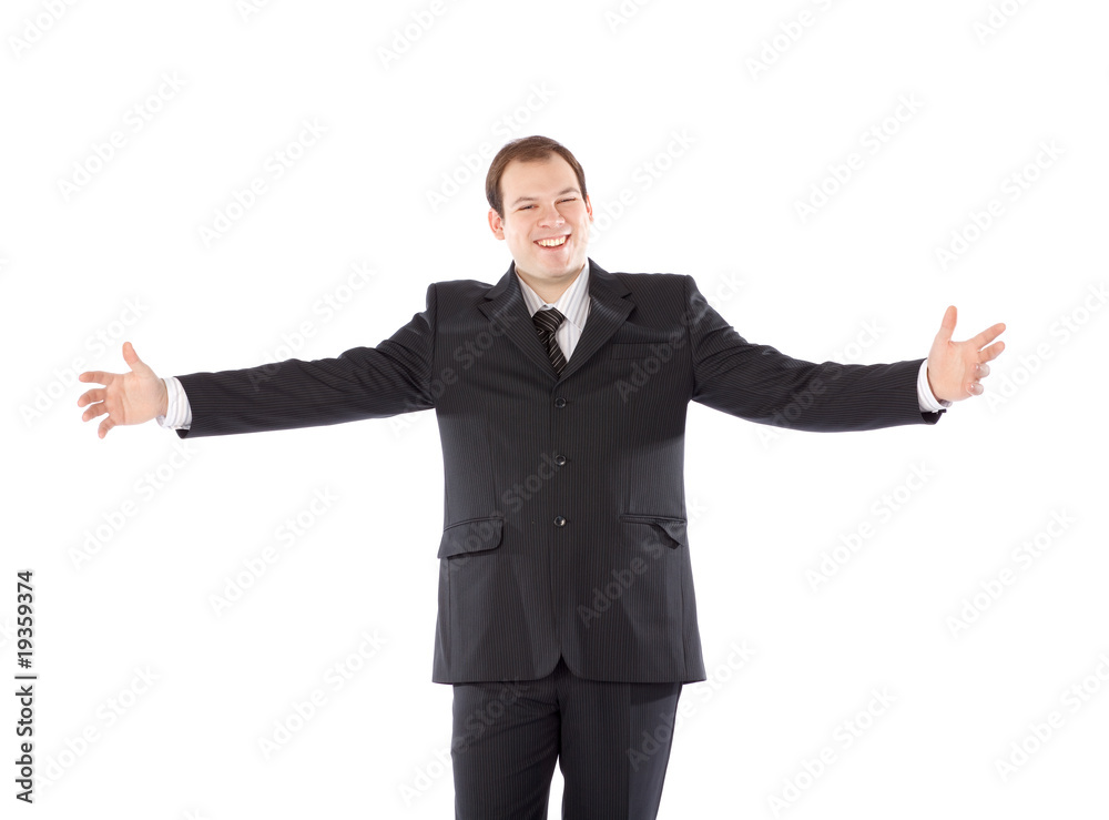 Bussiness man arms outstretched Bussiness man arms outstretched