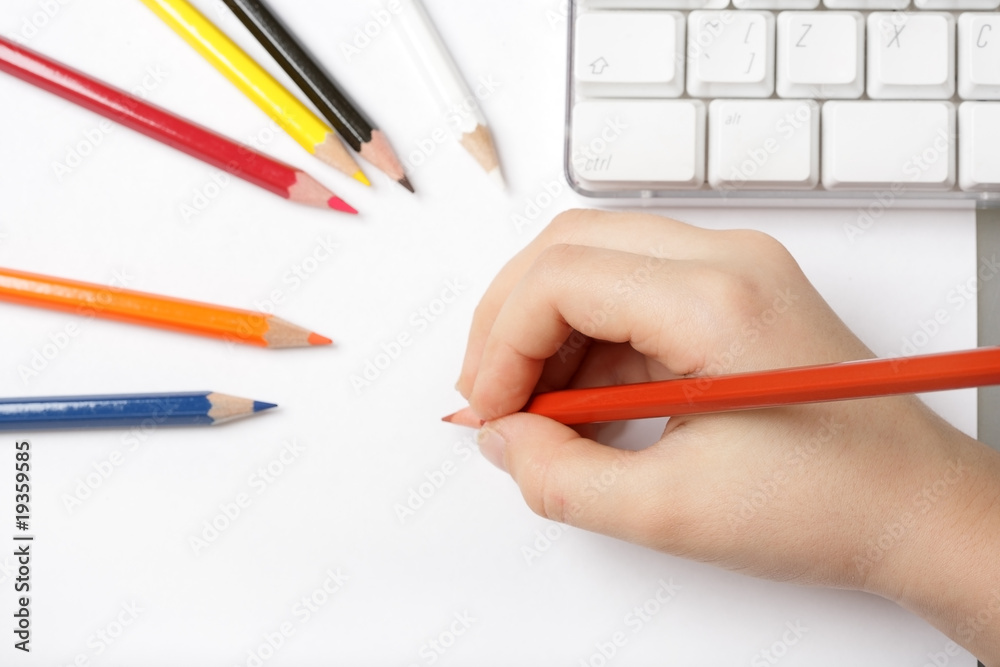 child draws near computer child draws near computer