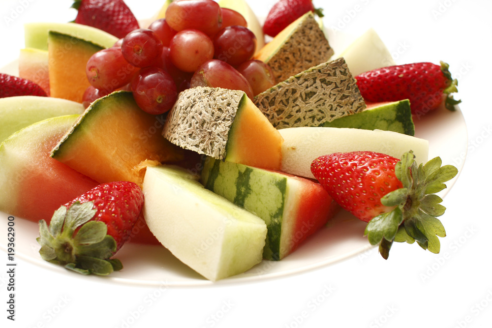 A plate of assorted fruit A plate of assorted fruit