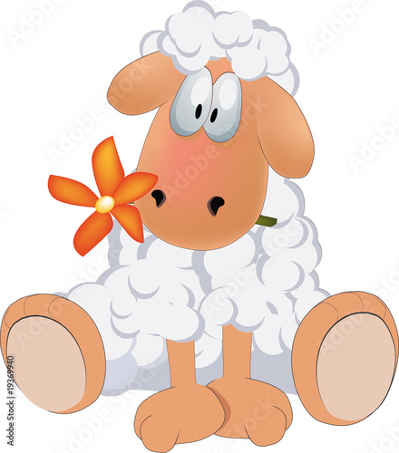 Sheep and a flower
