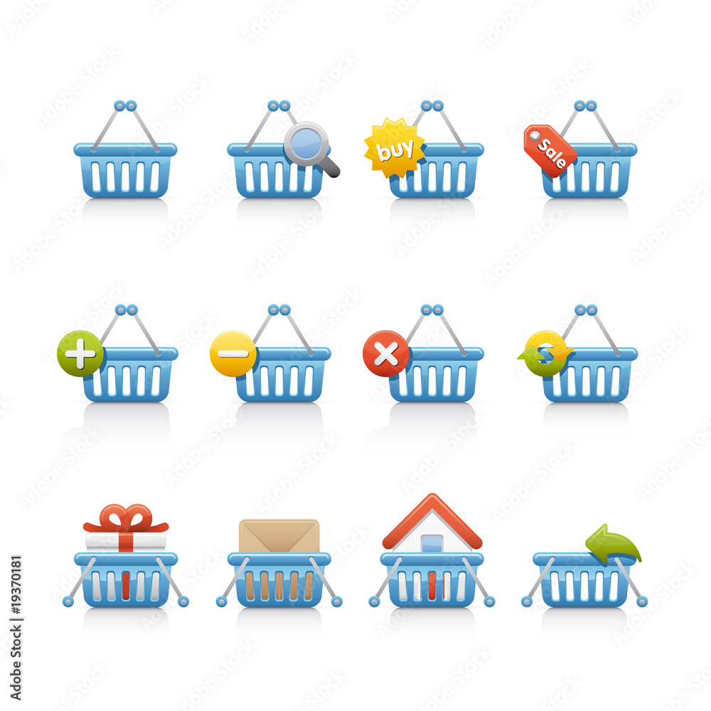 Icon Set - Shopping Basquet Blue