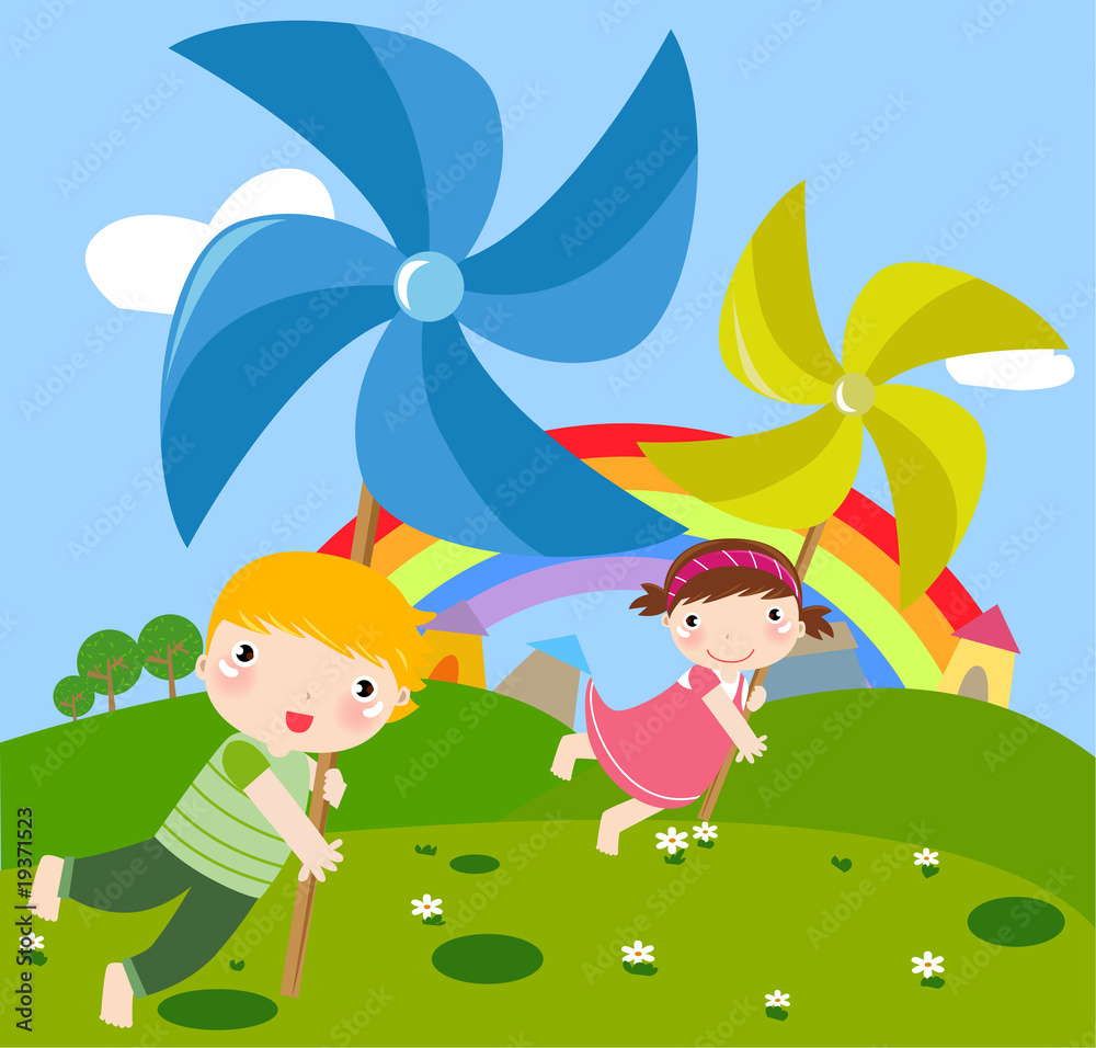 Fototapeta premium children and pinwheel