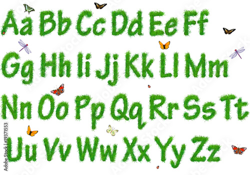The alphabet from a grass