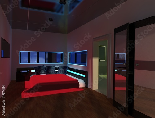 modern bedroom  - 3D rendering photo