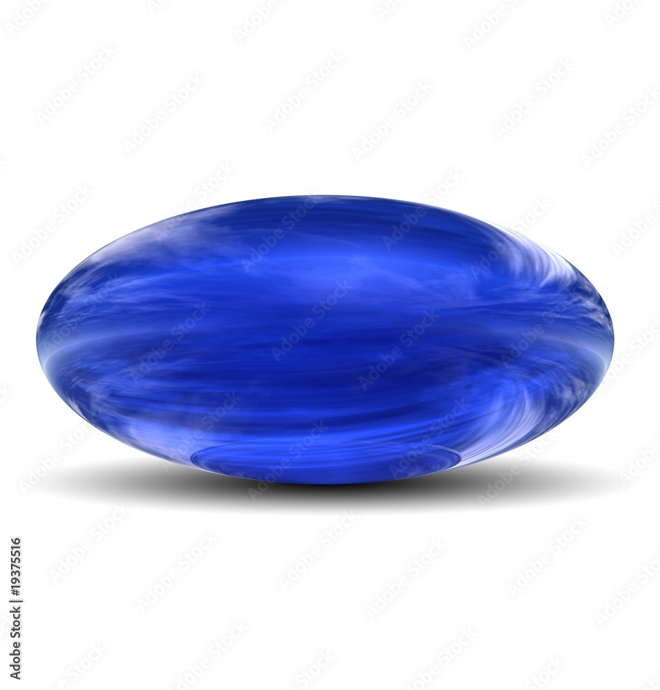 High resolution 3D blue glass ovoid High resolution 3D blue glass ovoid