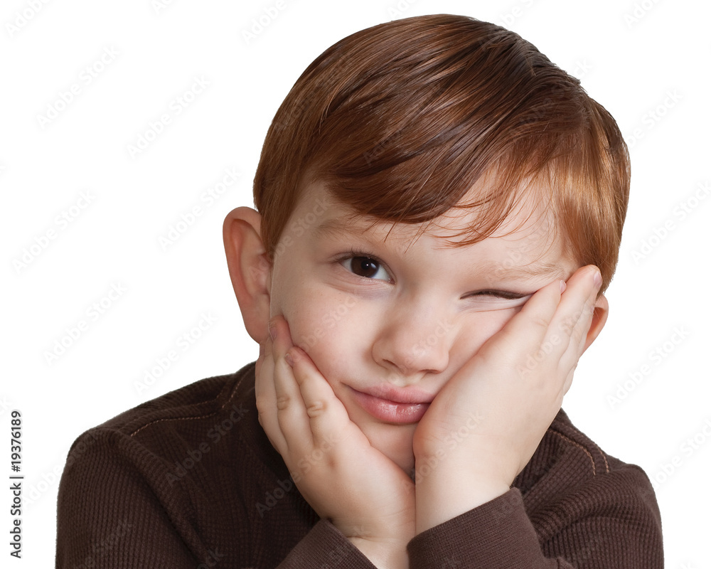 Cute redheaded boy being unhappy with his situation Cute redheaded boy being unhappy with his situation