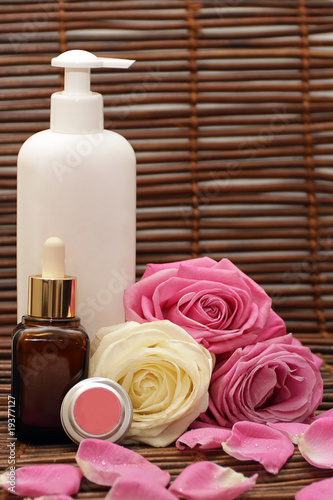 Spa products with roses