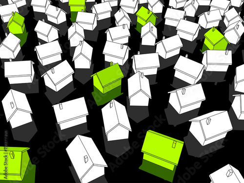 green „ecological“ houses standing out from others