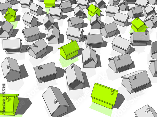 green „ecological“ houses standing out from others