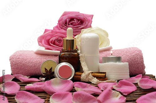 Obraz na płótnie Spa objects with rose