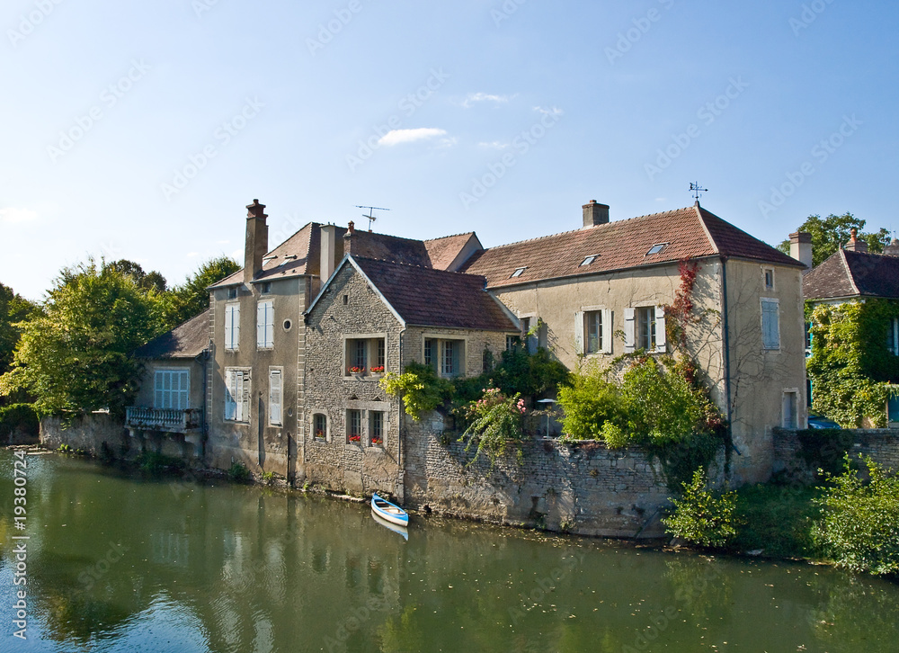 Old house on the river in France