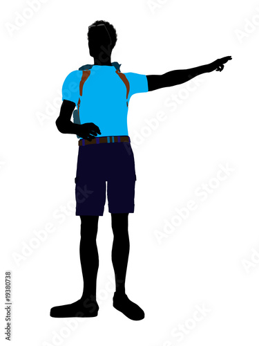 African American Hiker Silhouette