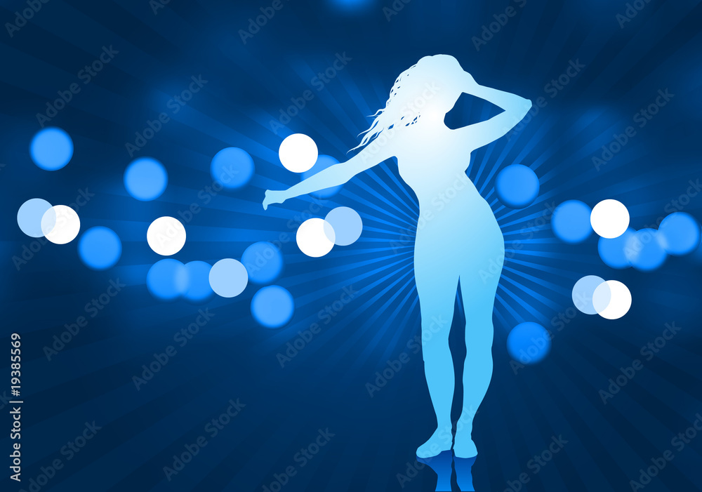 Sexy Young Woman on Lens Flare Background