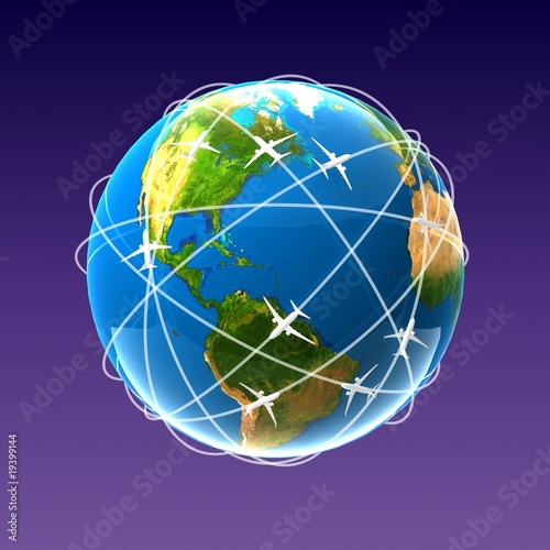 globe with plane