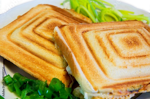 Fresh toast with ham and cheese